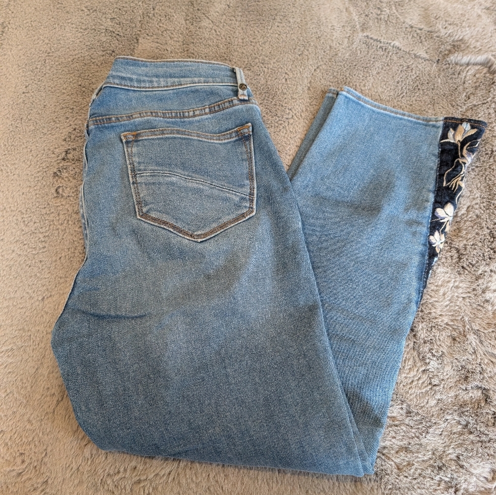 DRIFTWOOD Amelia Light Blue Embroidered Straight Leg Jeans